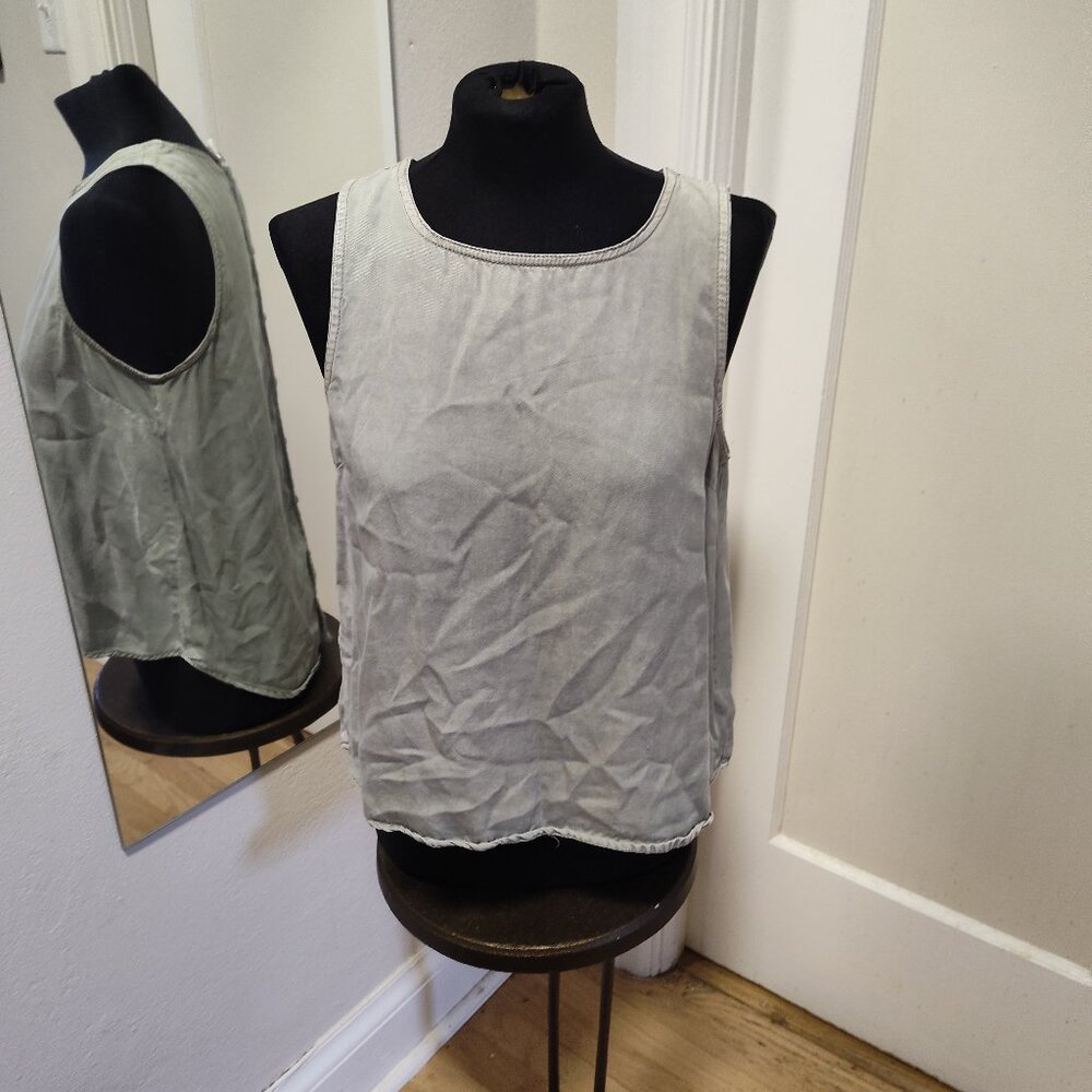 Sage Green Button Back Top